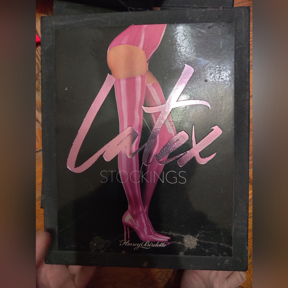 Honey Birdette Pink Latex Stockings Small